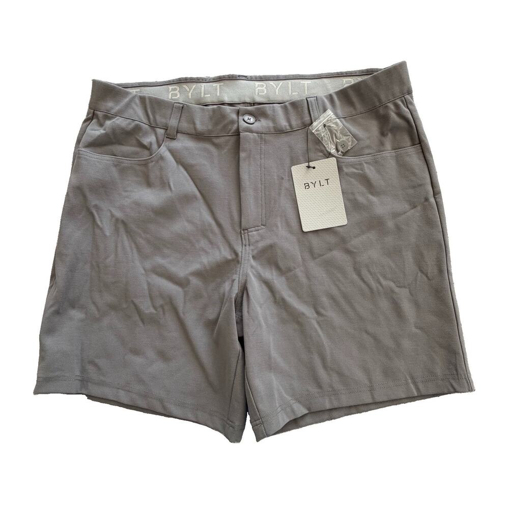 New BYLT Basics Men's LUX Shorts Stone Grey Sz 38 NWT Bamboo Blend Stretch